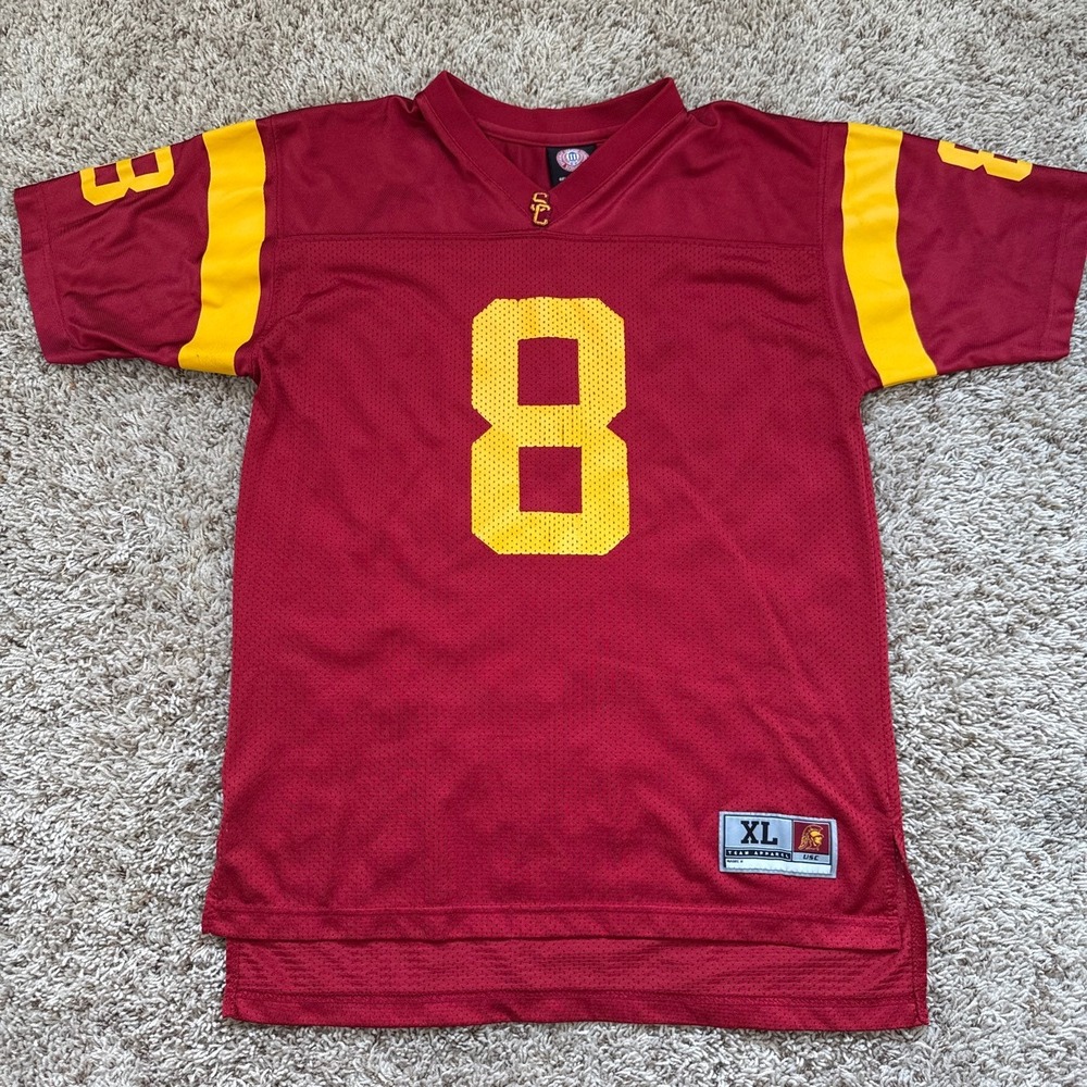 USC Trojans Youth XL Football Jersey #8 Genuine Stuff Red Gold Kids NCAA Y2K VTG